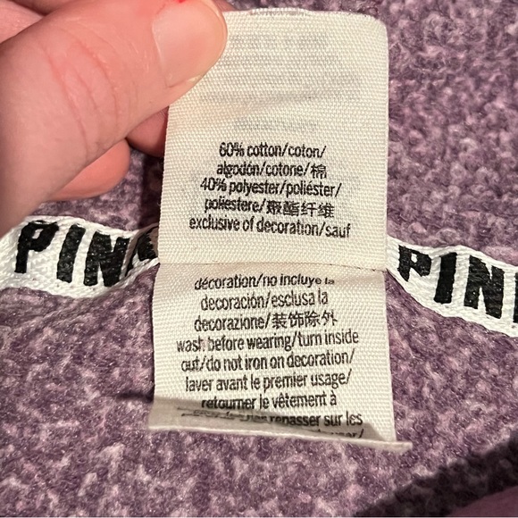 PINK Victoria’s Secret Purple Cropped Lace-Up Hoodie | Size Medium - Picture 9 of 10